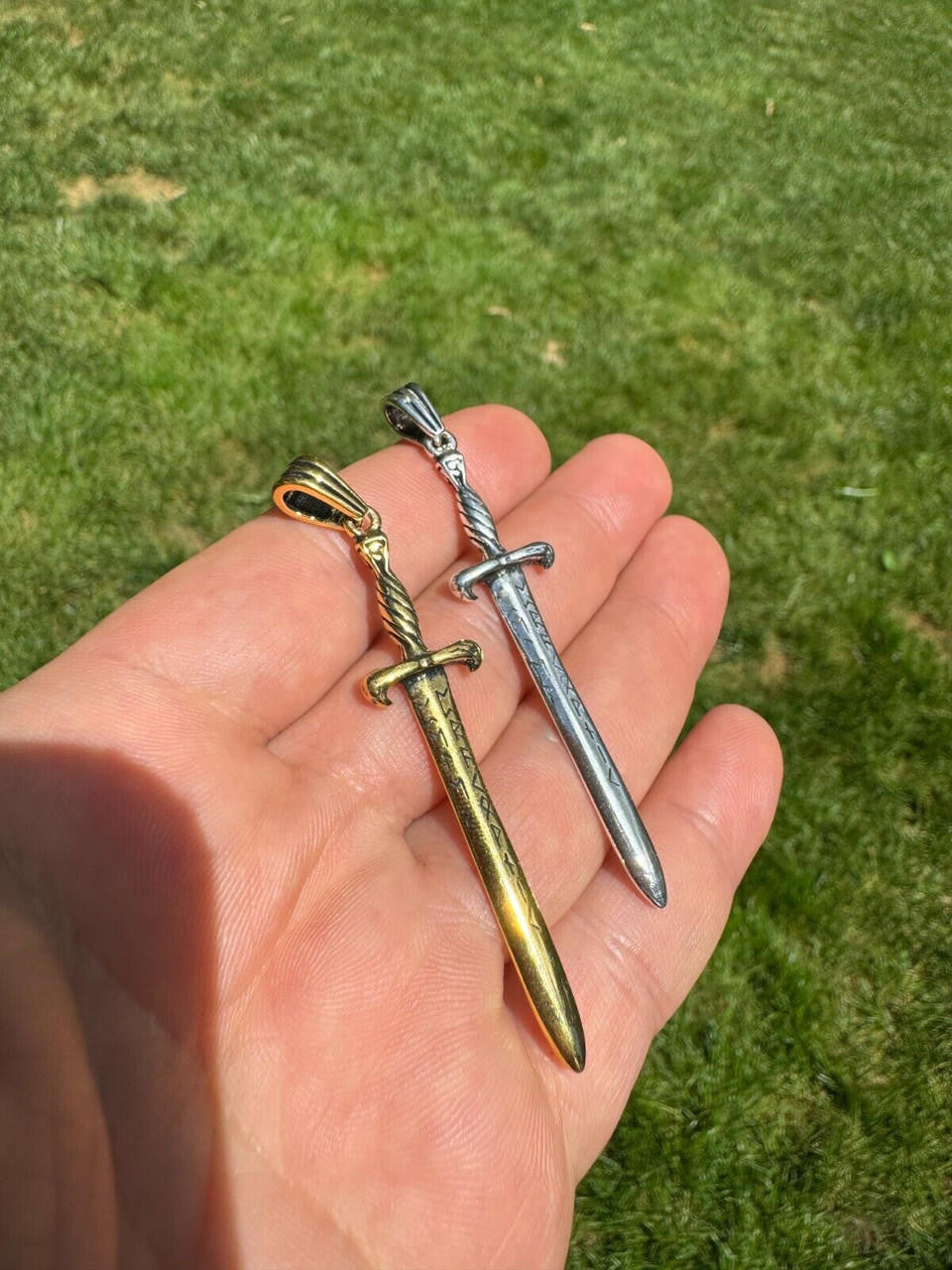 Roman Gladiator Ancient Sword Dagger Pendant | 14k Gold Vermeil Or Oxidized 925 Silver