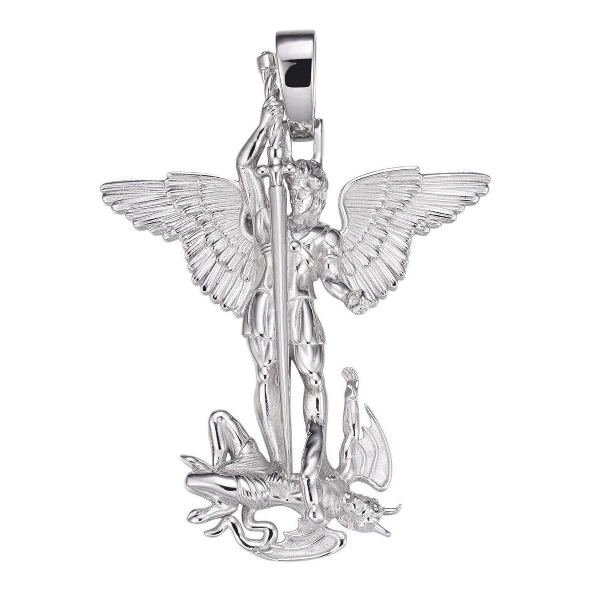 Artwork Saint St Michael Slaying Dragon Archangel Pendant | 925 Silver