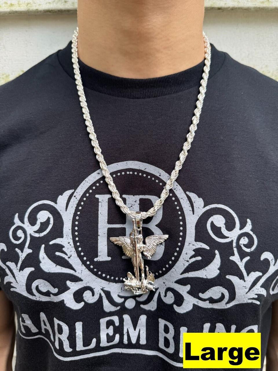 Artwork Saint St Michael Slaying Dragon Archangel Pendant | 925 Silver