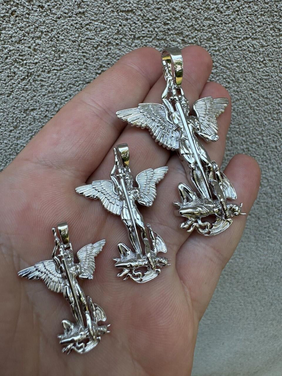 Artwork Saint St Michael Slaying Dragon Archangel Pendant | 925 Silver