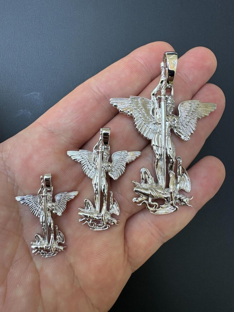 Artwork Saint St Michael Slaying Dragon Archangel Pendant | 925 Silver