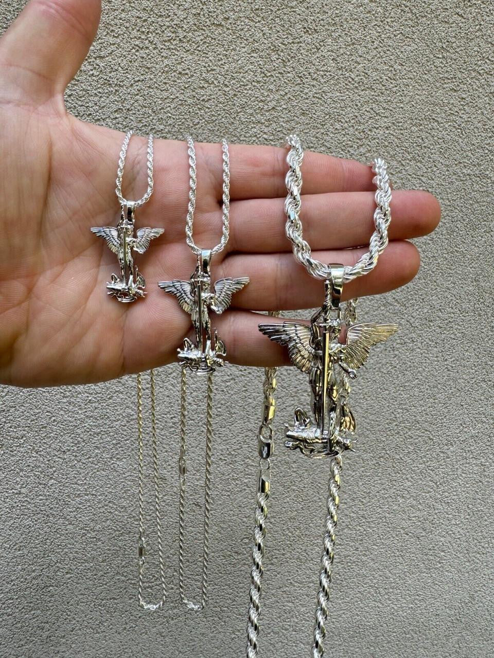 Artwork Saint St Michael Slaying Dragon Archangel Pendant | 925 Silver