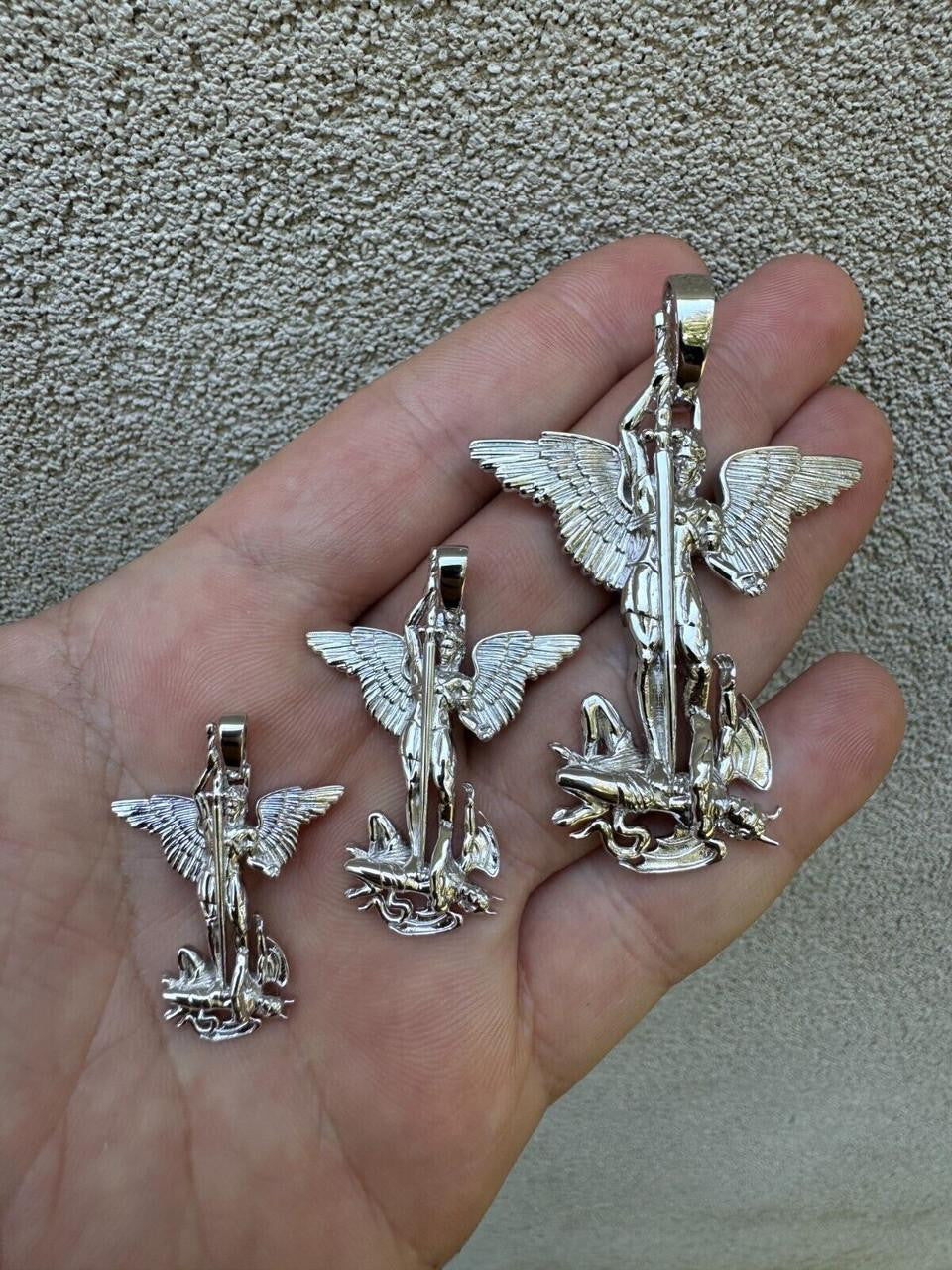 Artwork Saint St Michael Slaying Dragon Archangel Pendant | 925 Silver