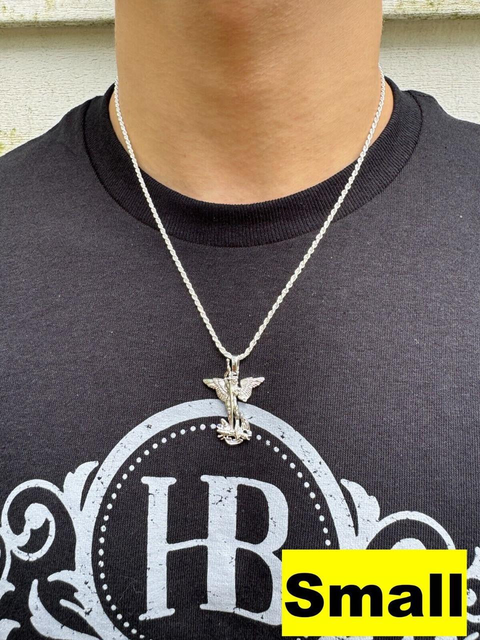 Artwork Saint St Michael Slaying Dragon Archangel Pendant | 925 Silver