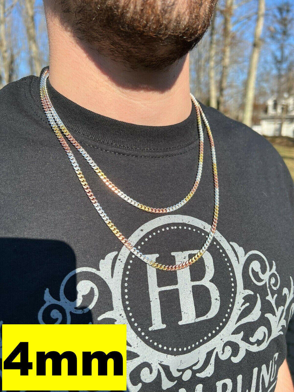 Miami Cuban Link Chain Necklace | TRICOLOR 14k Rose & Yellow Gold Vermeil 925 Sterling Silver