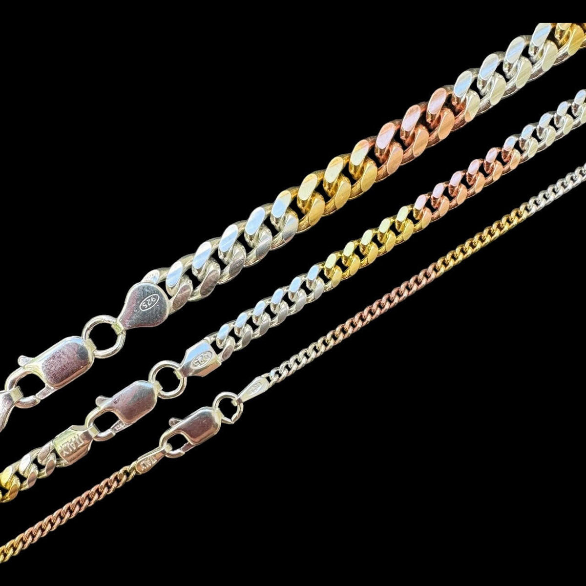 Miami Cuban Link Chain Necklace | TRICOLOR 14k Rose & Yellow Gold Vermeil 925 Sterling Silver