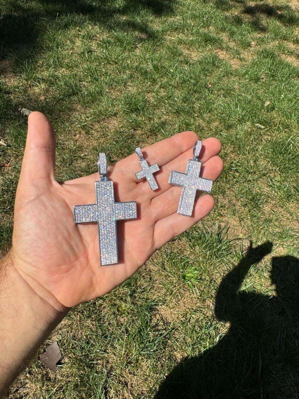 Moissanite Boss From All Sides 3D Iced Out Cross Pendant | 925 Silver