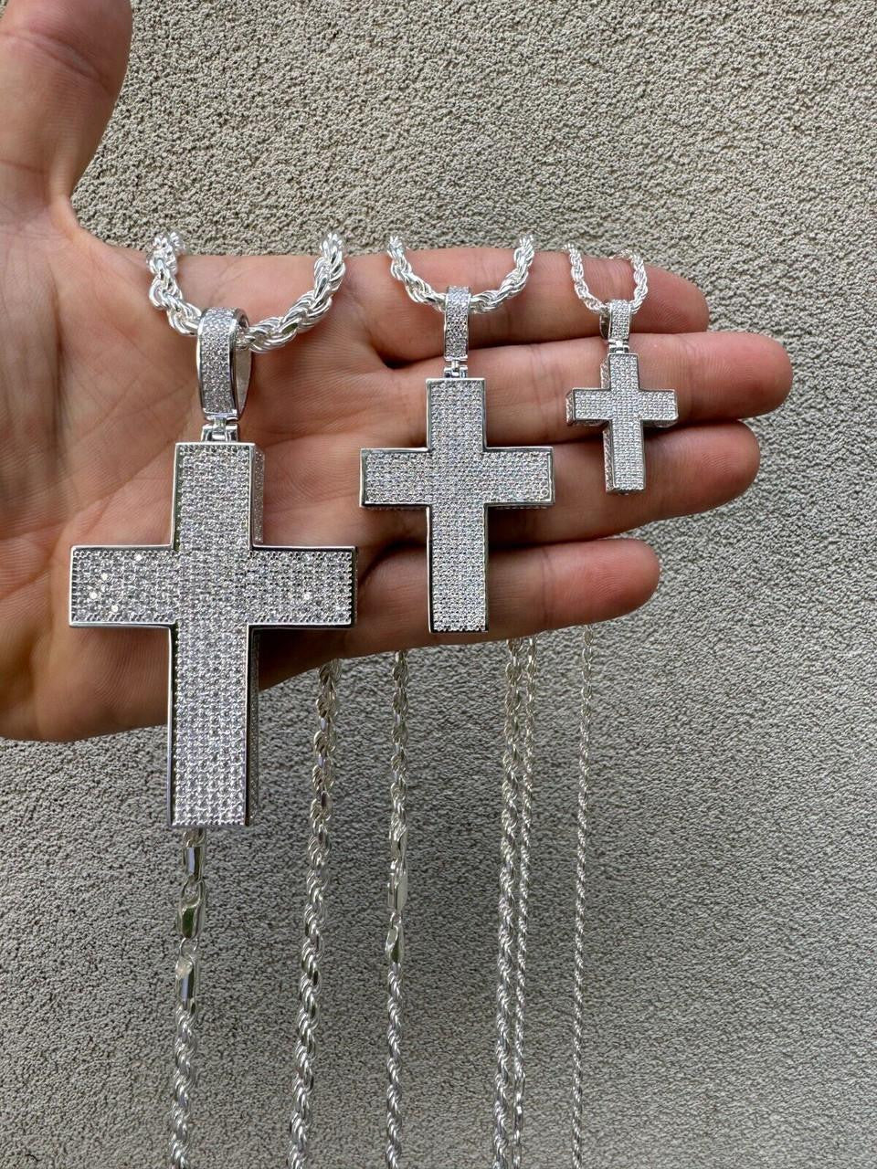 Moissanite Boss From All Sides 3D Iced Out Cross Pendant | 925 Silver