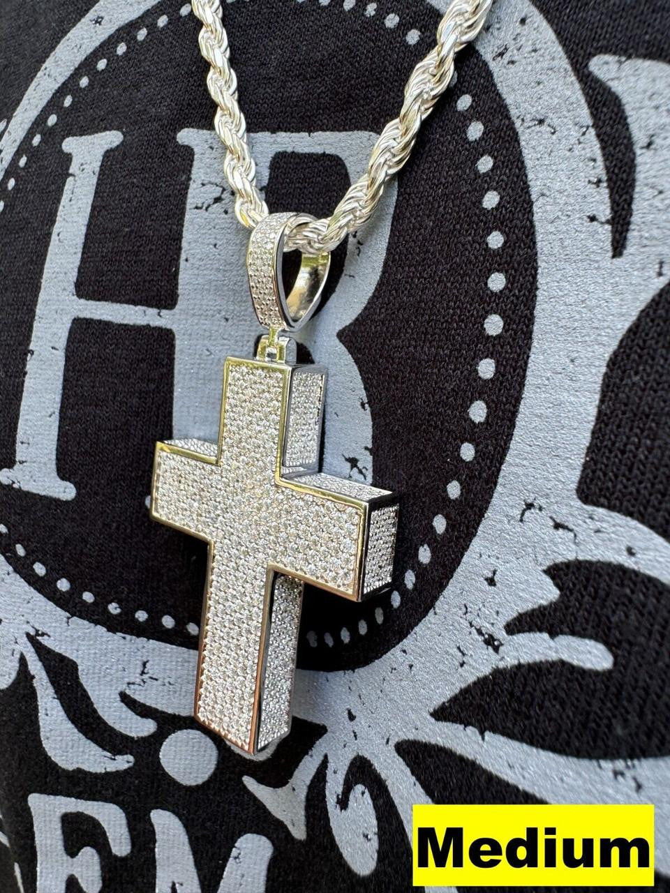 Moissanite Boss From All Sides 3D Iced Out Cross Pendant | 925 Silver