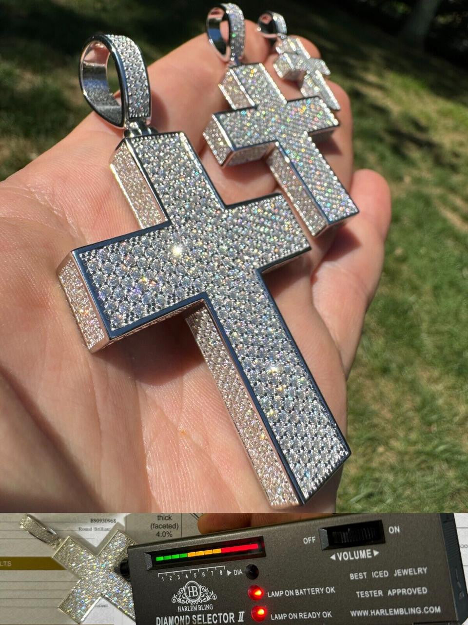 Moissanite Boss From All Sides 3D Iced Out Cross Pendant | 925 Silver