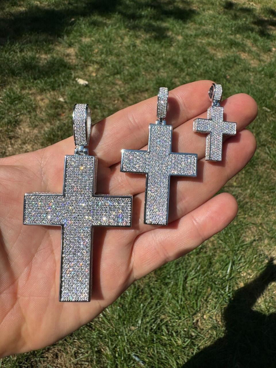 Moissanite Boss From All Sides 3D Iced Out Cross Pendant | 925 Silver