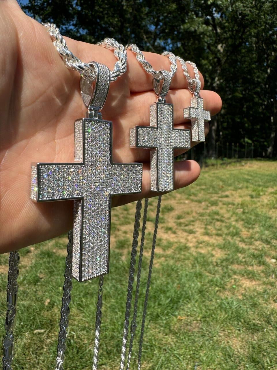 Moissanite Boss From All Sides 3D Iced Out Cross Pendant | 925 Silver