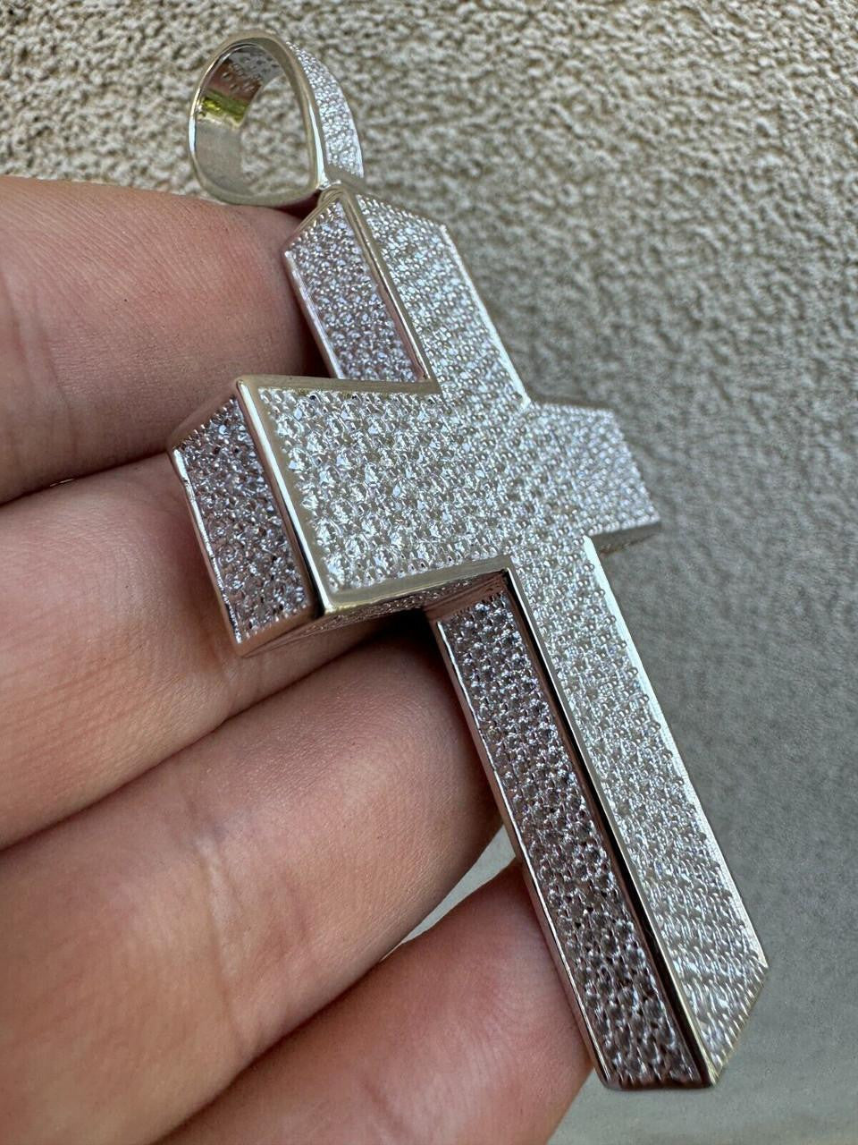 Moissanite Boss From All Sides 3D Iced Out Cross Pendant | 925 Silver
