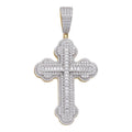 Moissanite Baguette Gothic Iced Out Cross Pendant | 14k Gold Vermeil 925 Silver