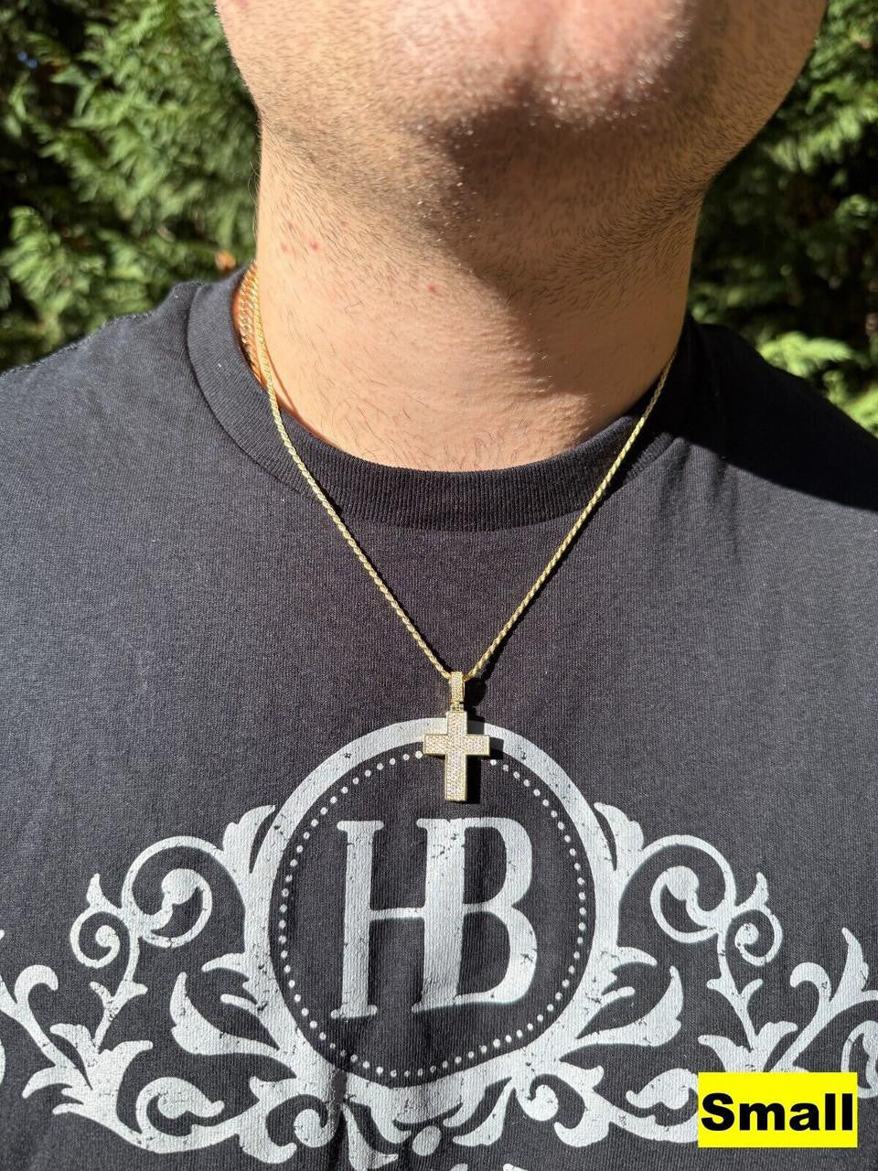 Moissanite Boss From All Sides 3D Iced Out Cross Pendant | 14k Gold Vermeil 925 Silver