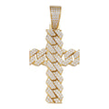 Moissanite Miami Cuban Prong Set Cross Pendant | 14k Gold Vermeil 925 Silver