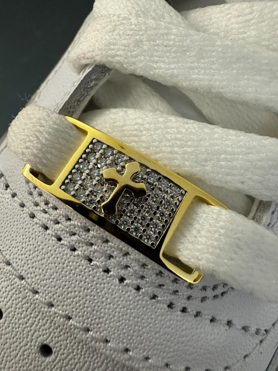 Moissanite Iced Out Cross Lace Locks | 14k Gold Vermeil Over 925 Silver