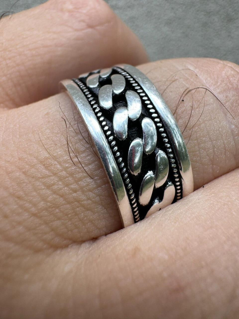 Eternal Love Cuban Link Eternity Band Ring | 925 Silver Oxidized