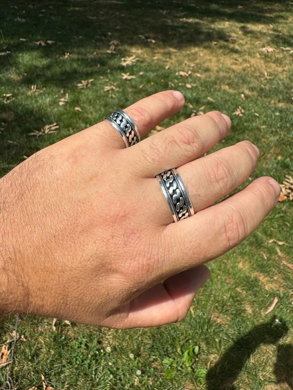Eternal Love Cuban Link Eternity Band Ring | 925 Silver Oxidized