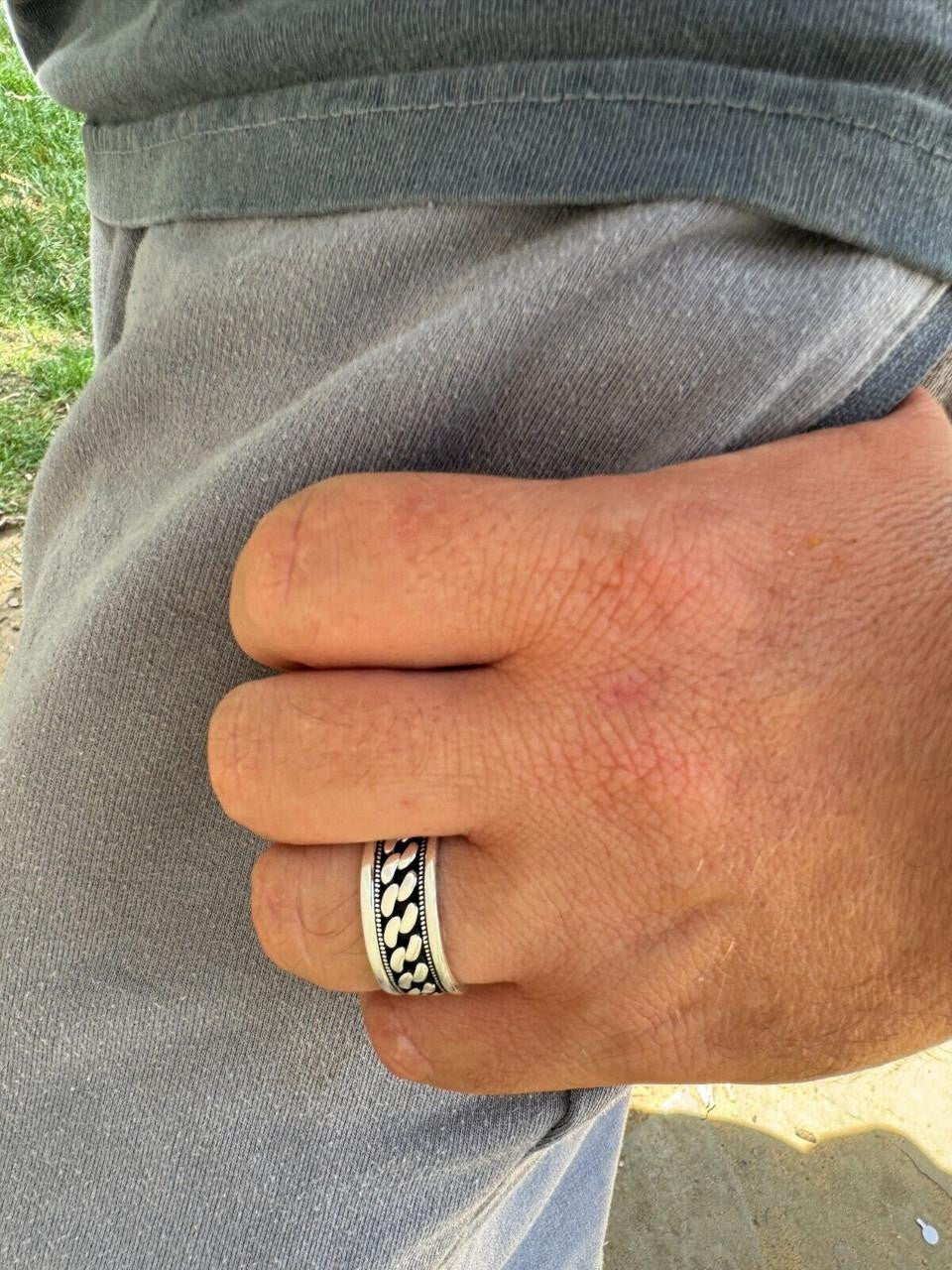 Eternal Love Cuban Link Eternity Band Ring | 925 Silver Oxidized