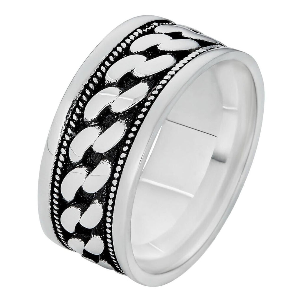 Eternal Love Cuban Link Eternity Band Ring | 925 Silver Oxidized
