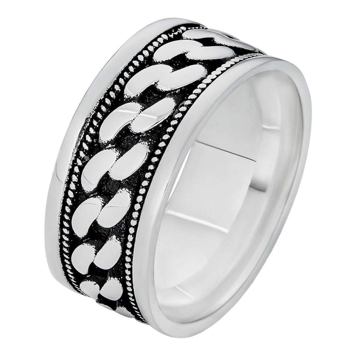 Eternal Love Cuban Link Eternity Band Ring | 925 Silver Oxidized