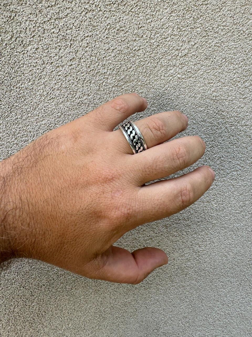 Eternal Love Cuban Link Eternity Band Ring | 925 Silver Oxidized