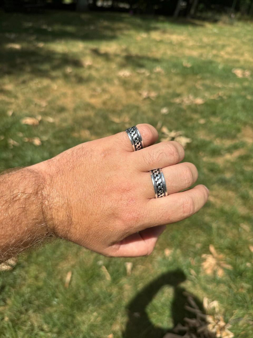 Eternal Love Cuban Link Eternity Band Ring | 925 Silver Oxidized
