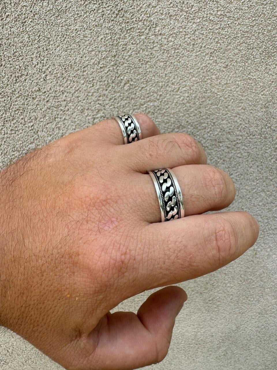 Eternal Love Cuban Link Eternity Band Ring | 925 Silver Oxidized