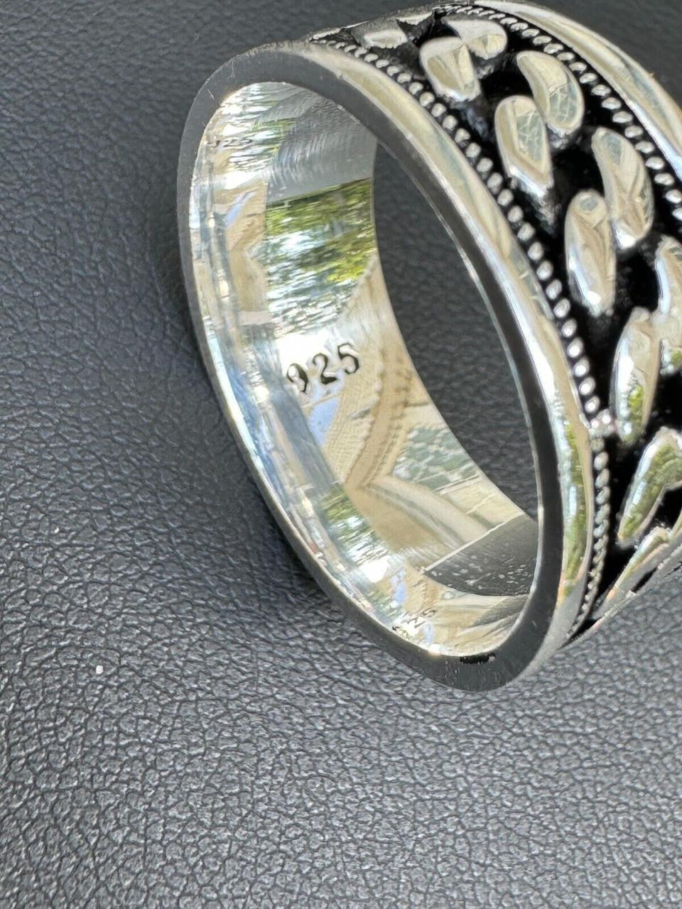 Eternal Love Cuban Link Eternity Band Ring | 925 Silver Oxidized