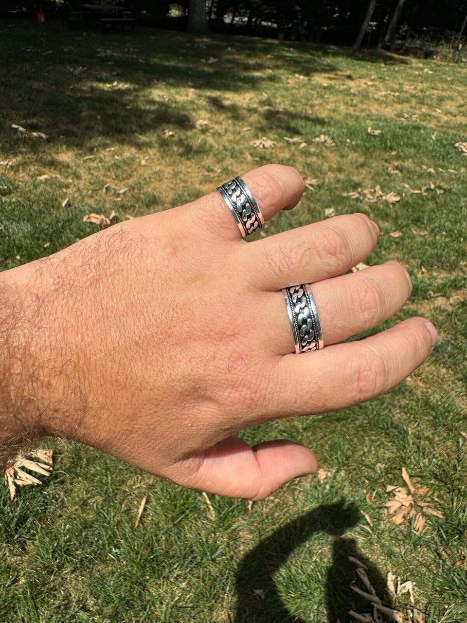 Eternal Love Cuban Link Eternity Band Ring | 925 Silver Oxidized