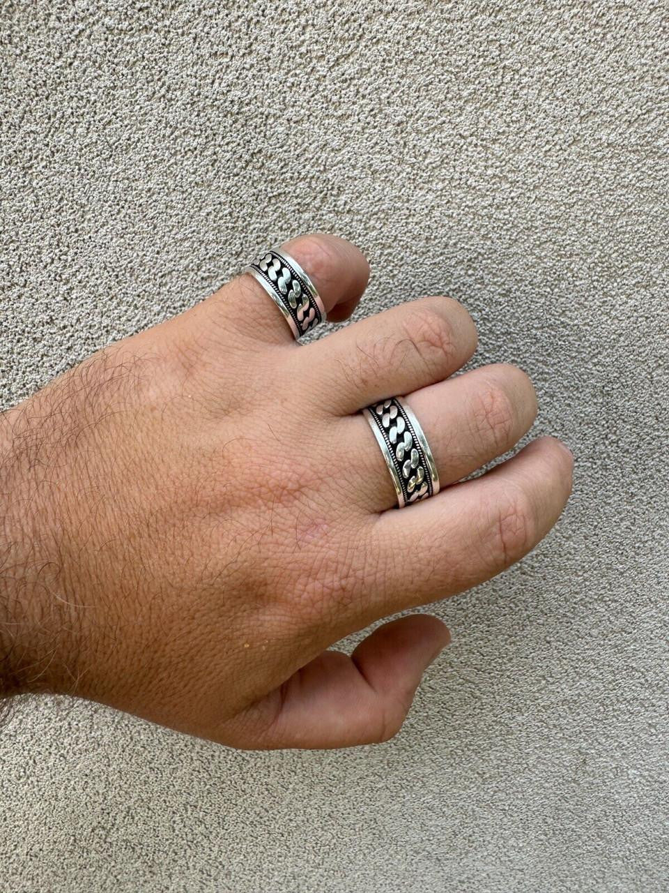 Eternal Love Cuban Link Eternity Band Ring | 925 Silver Oxidized