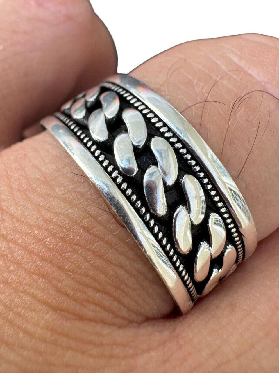 Eternal Love Cuban Link Eternity Band Ring | 925 Silver Oxidized