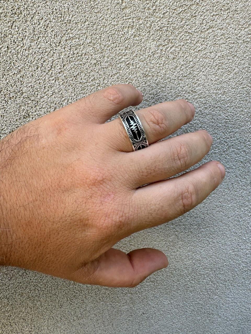 Eternal Love Heartbeat Pulse Eternity Band Ring | 925 Silver Oxidized