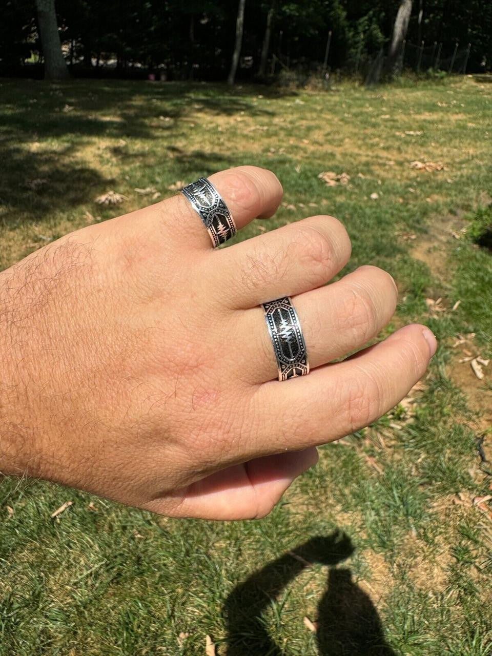 Eternal Love Heartbeat Pulse Eternity Band Ring | 925 Silver Oxidized