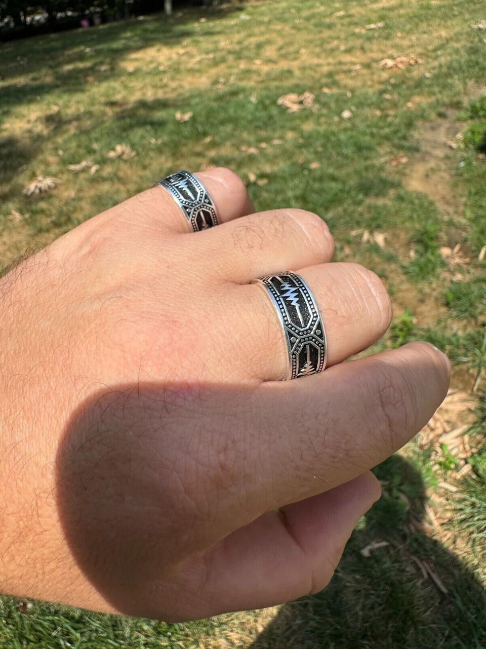 Eternal Love Heartbeat Pulse Eternity Band Ring | 925 Silver Oxidized