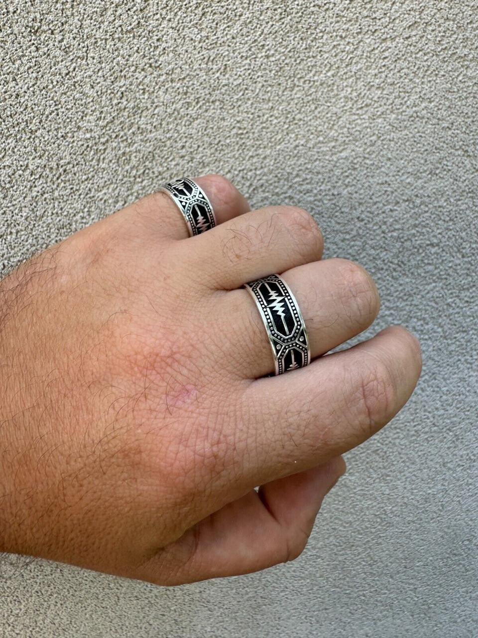Eternal Love Heartbeat Pulse Eternity Band Ring | 925 Silver Oxidized