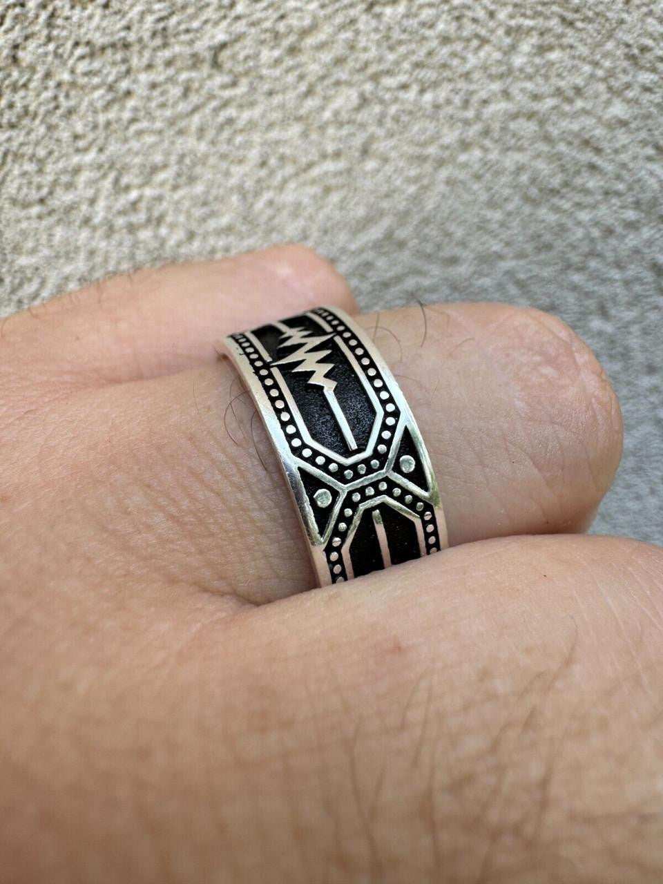 Eternal Love Heartbeat Pulse Eternity Band Ring | 925 Silver Oxidized