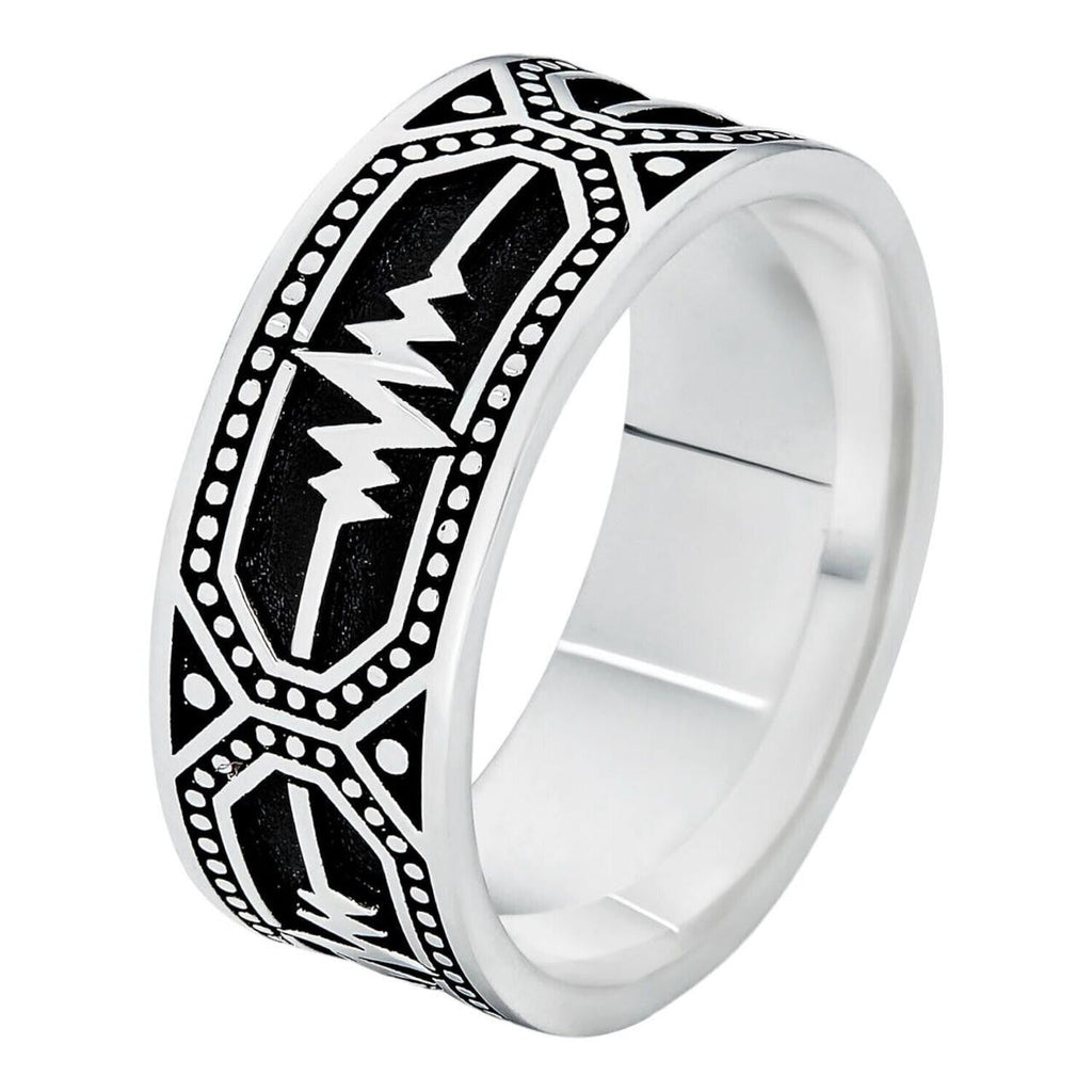 Eternal Love Heartbeat Pulse Eternity Band Ring | 925 Silver Oxidized