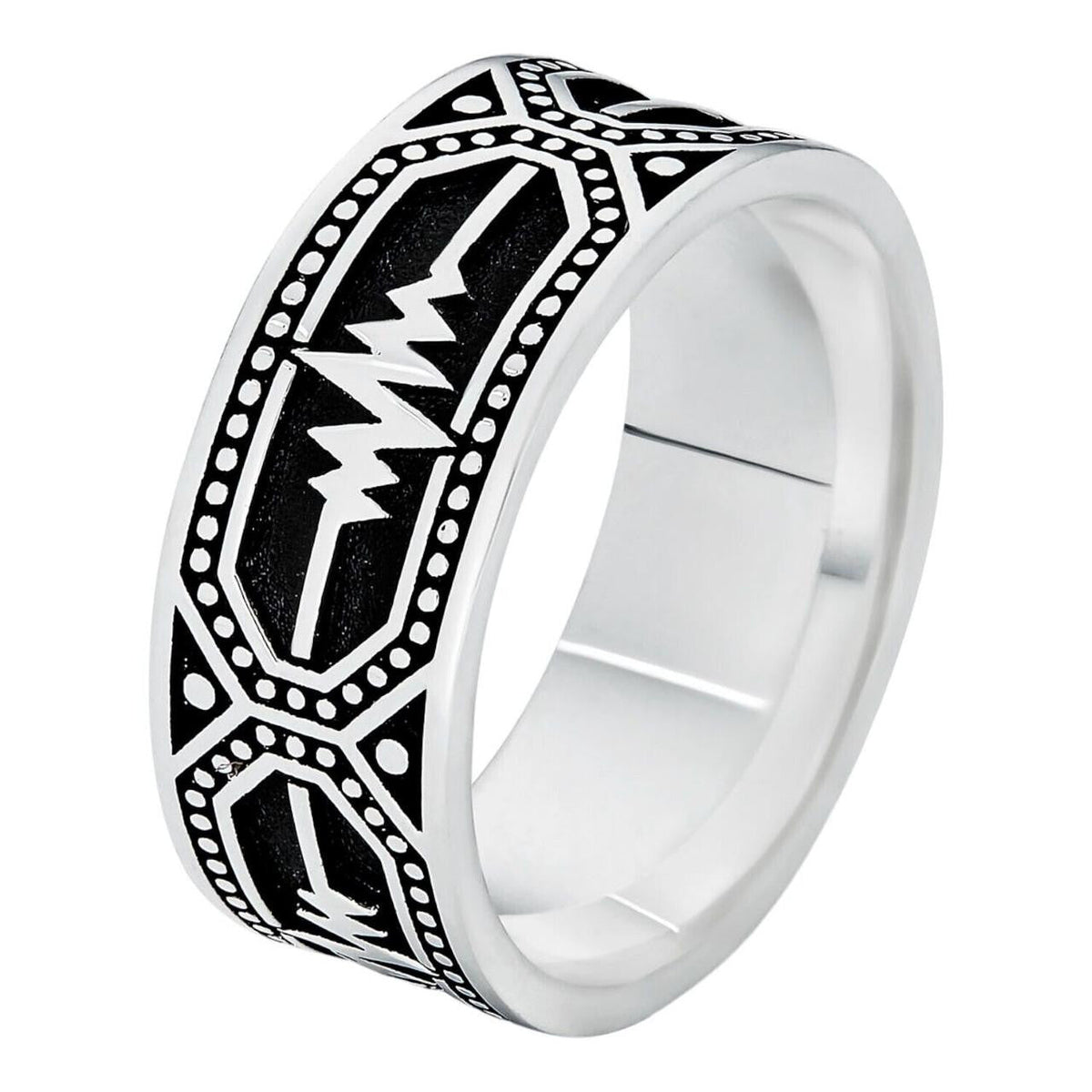 Eternal Love Heartbeat Pulse Eternity Band Ring | 925 Silver Oxidized