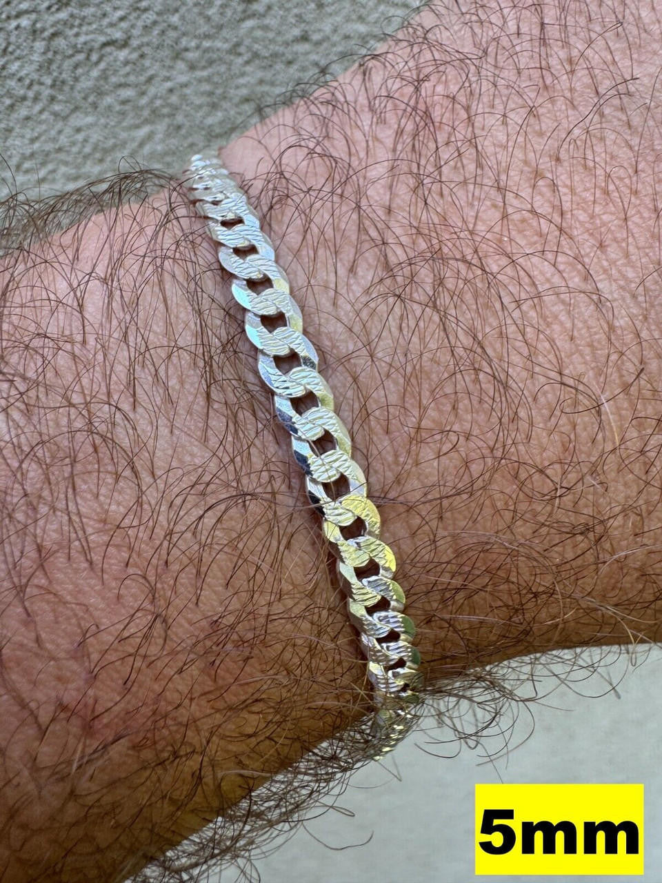 Flat Curb Cuban Bracelet | Diamond Cut 925 Sterling Silver
