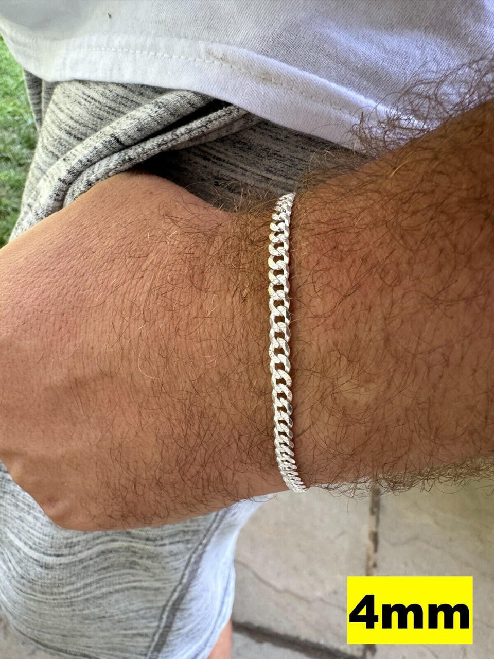 Flat Curb Cuban Bracelet | Diamond Cut 925 Sterling Silver