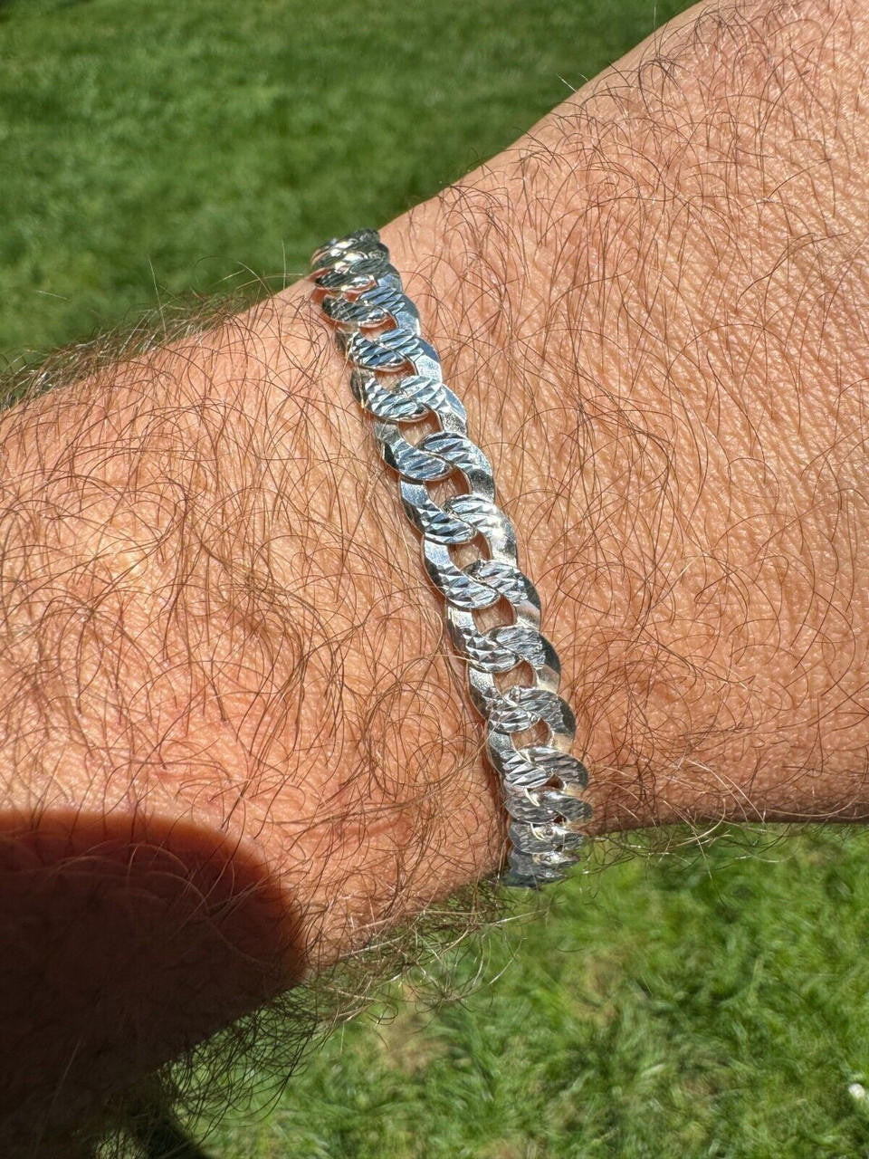Flat Curb Cuban Bracelet | Diamond Cut 925 Sterling Silver