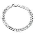 Flat Curb Cuban Bracelet | Diamond Cut 925 Sterling Silver