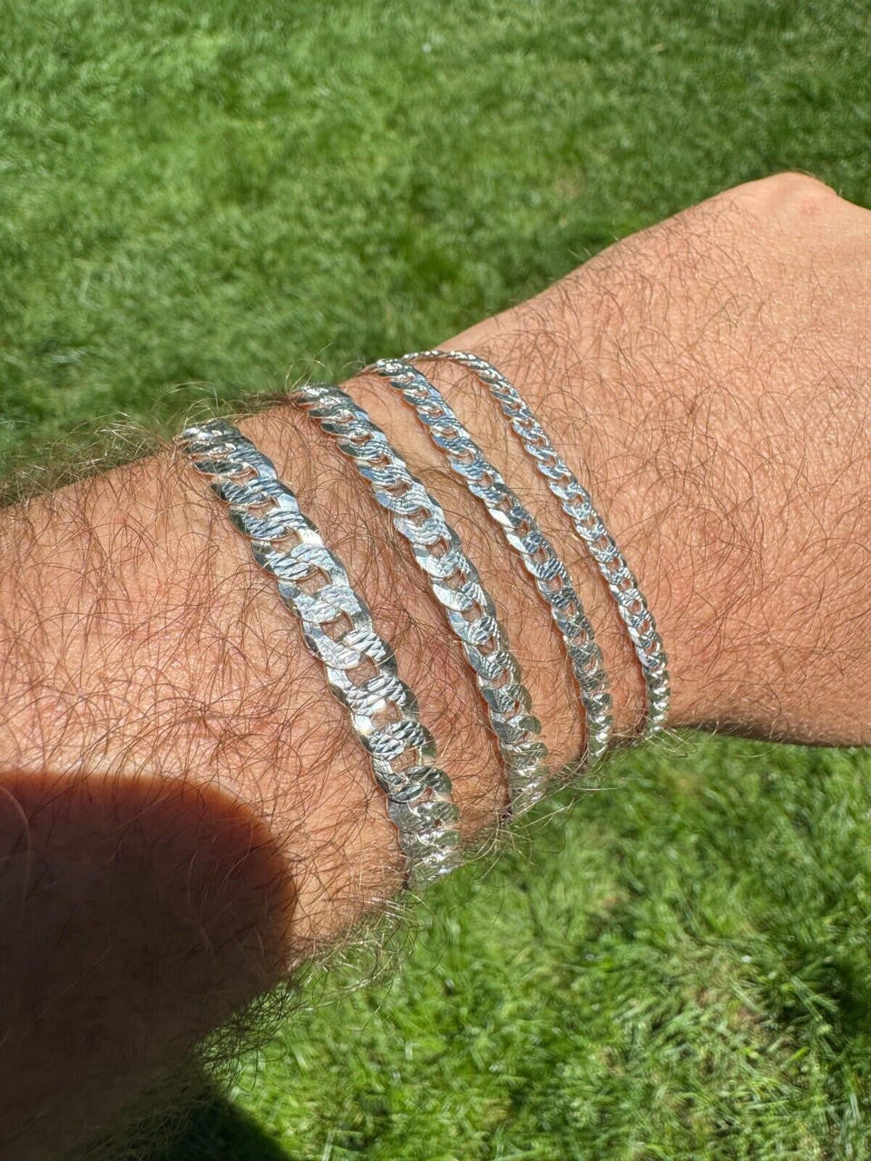 Flat Curb Cuban Bracelet | Diamond Cut 925 Sterling Silver