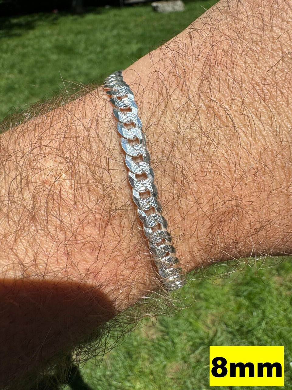 Flat Curb Cuban Bracelet | Diamond Cut 925 Sterling Silver