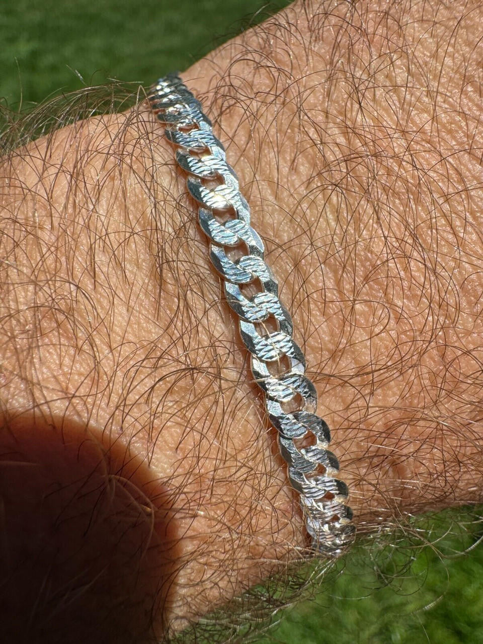 Flat Curb Cuban Bracelet | Diamond Cut 925 Sterling Silver