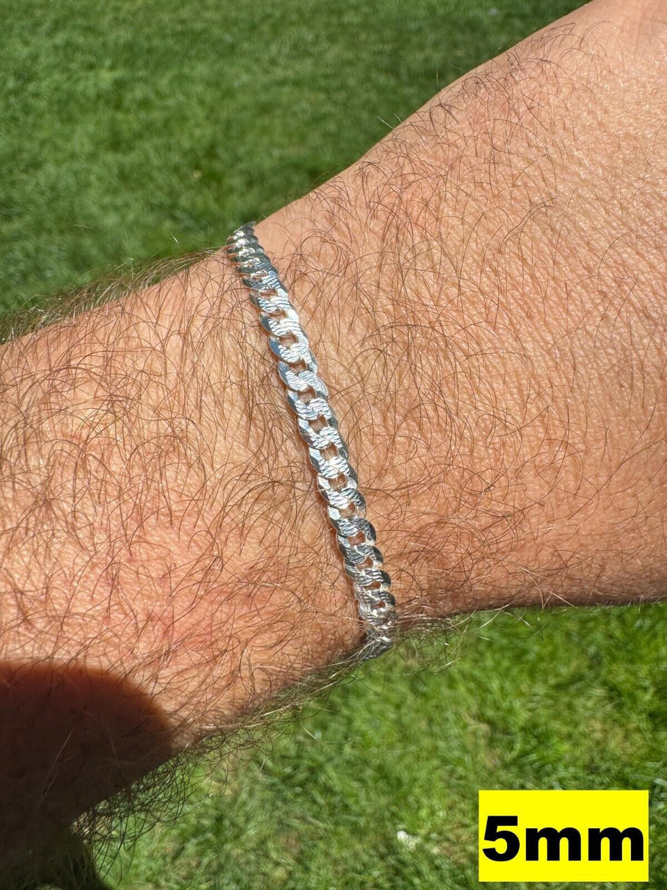 Flat Curb Cuban Bracelet | Diamond Cut 925 Sterling Silver
