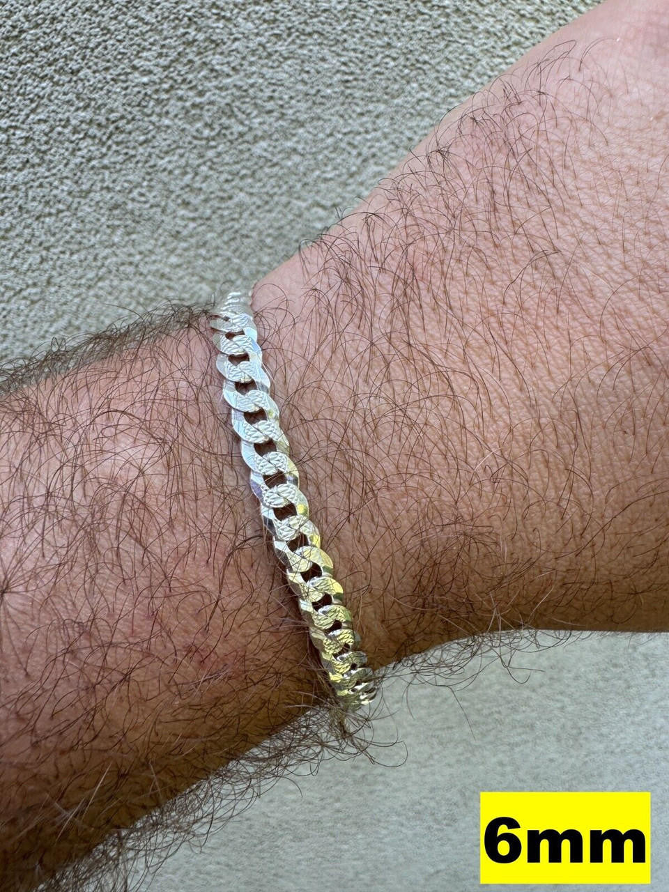 Flat Curb Cuban Bracelet | Diamond Cut 925 Sterling Silver