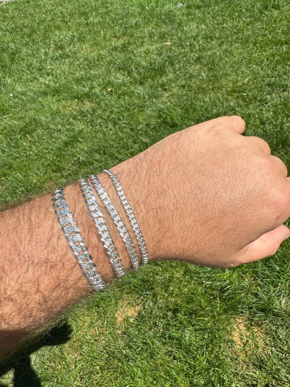 Flat Curb Cuban Bracelet | Diamond Cut 925 Sterling Silver